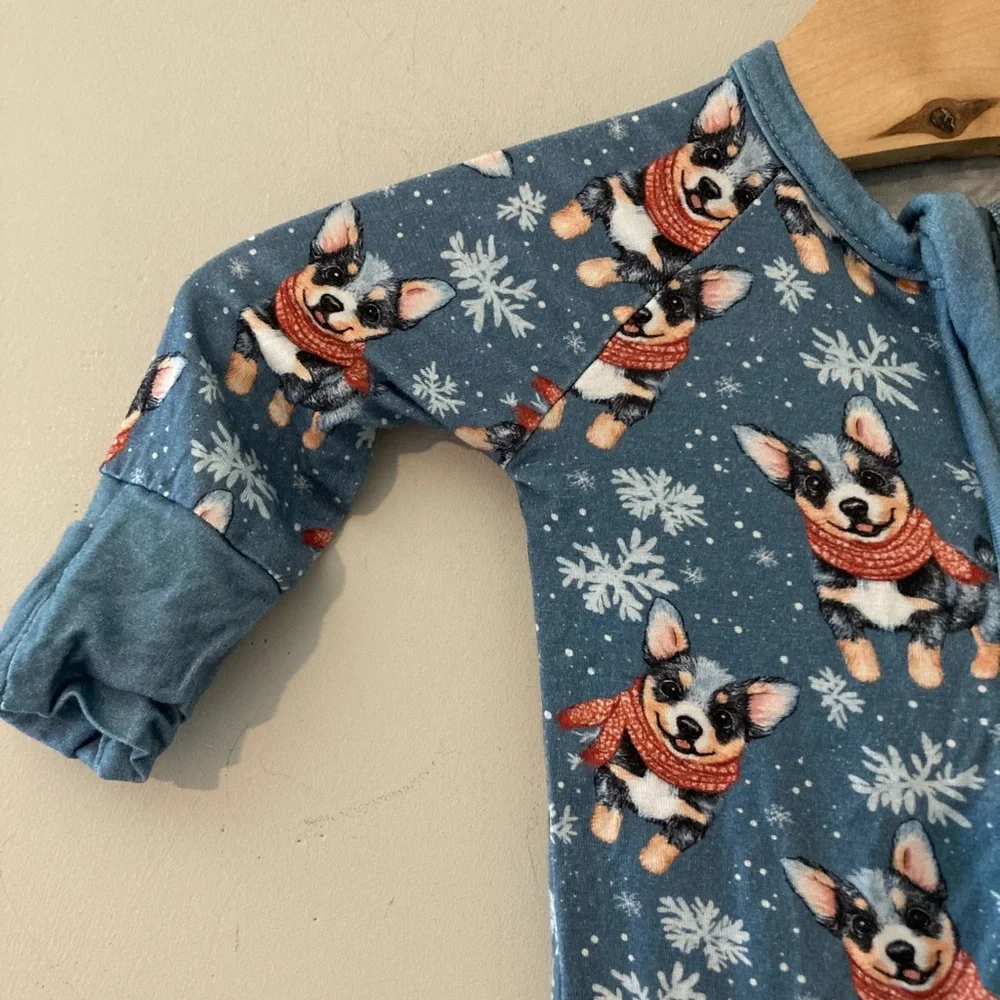 $18 ADD ON little one shop holiday dogs footie preemie‎ Bamboo Zara Mini Boden
